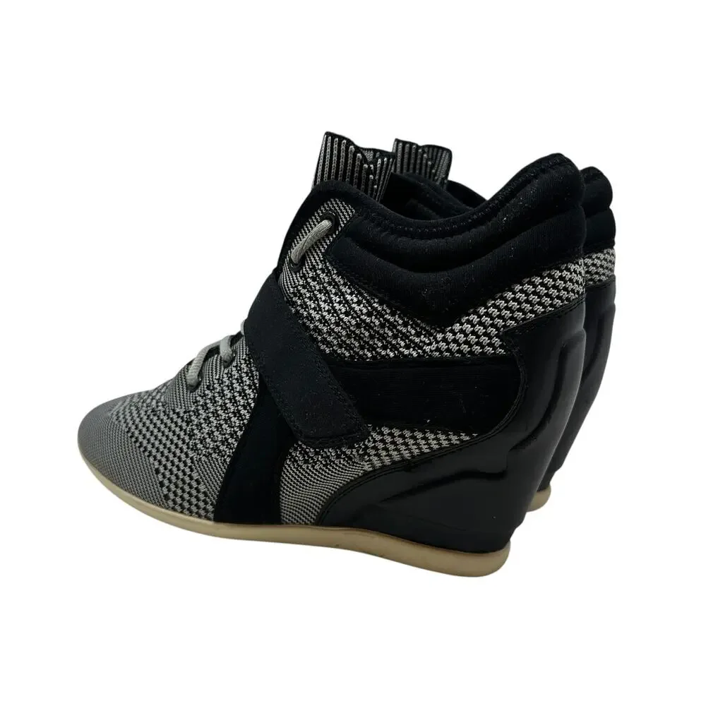 Ash Bebop Knit Wedge Sneakers High‎ Top Platform Black Gray Size 40 US 9.5 10